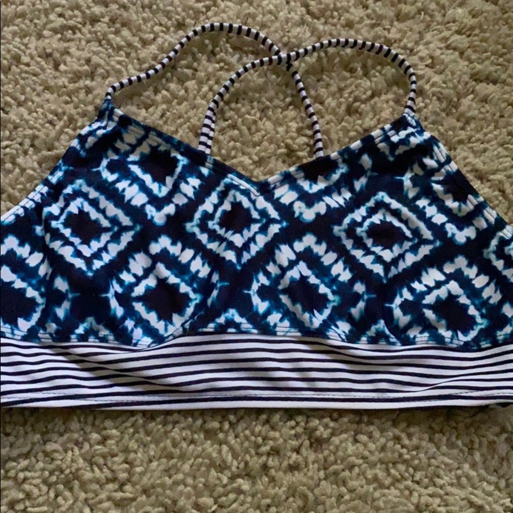 Blue and Black Bikini Top
